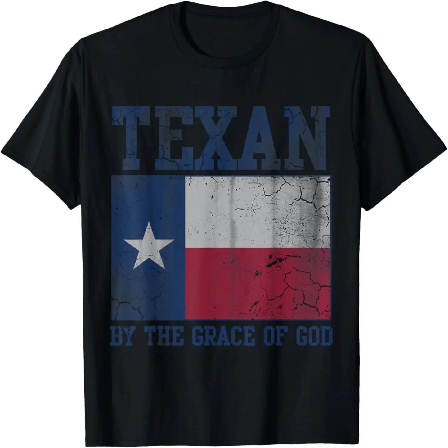 Texan By The Grace Of God Texas Vintage Distressed Retro T-Shirt S