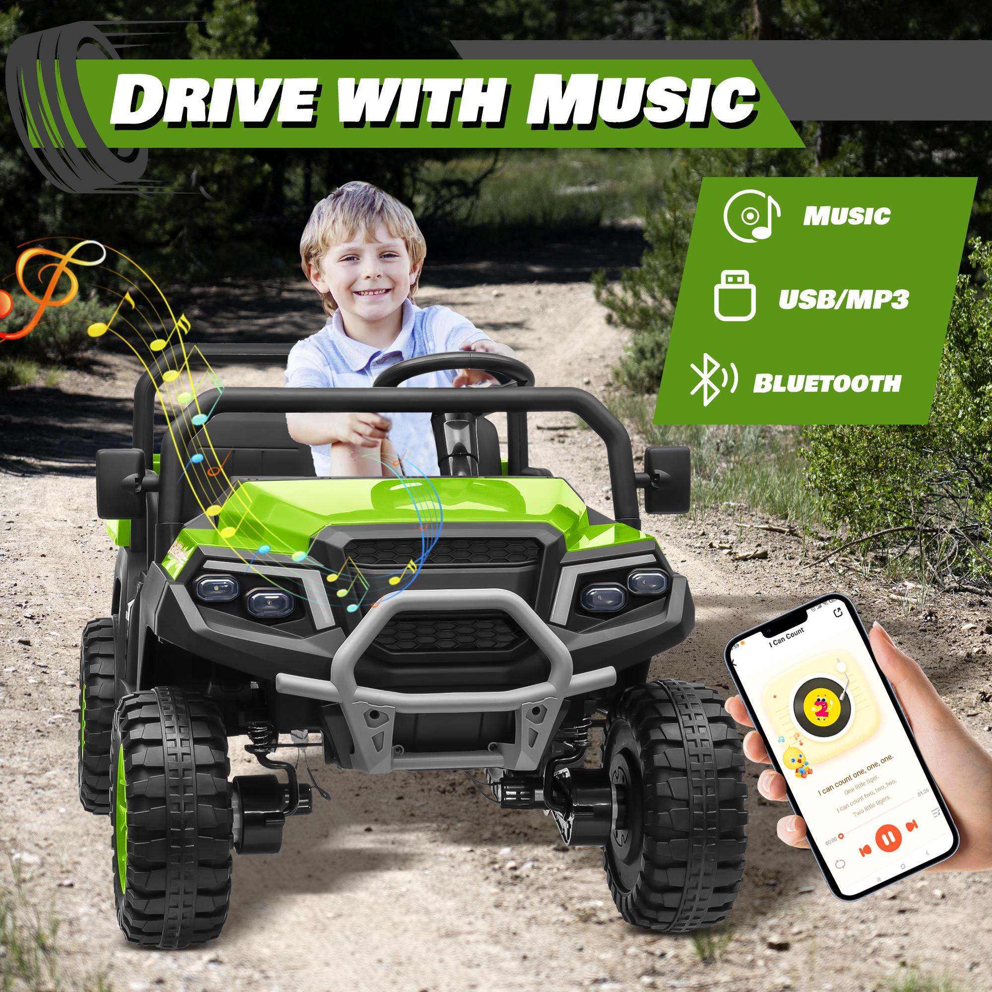 

Joyracer 24V Ride on Toys 4WD 2 Seater Ride on Car Truck with Remote Control, Electric Car for Kids w/ Dump Bed/ Shovel, зелений