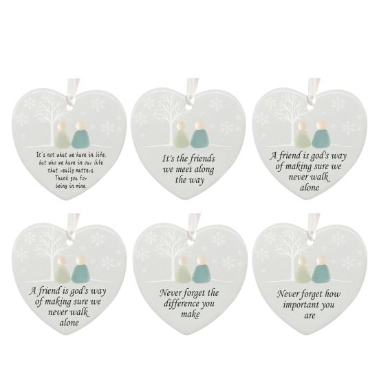 Heart-Shaped Sea Glass Friendship Decor Ceramic Heart Ornament Friendship Keepsake Sea Glass Art Christmas Tree Hanging Ornament for Best Friends