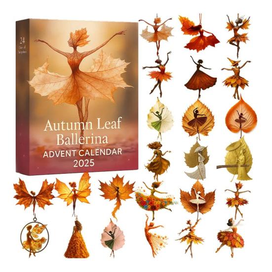 Listová baletka Adventní kalendář 2025 Odpočítávací kalendář do Vánoc 24denní odpočítávání Podzimní listová baletka Dekorace
