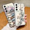 INS Bookshelf Floral Case For Samsung S26 S25 S24 Ultra S23 S22 S21 FE A54 A15 A35 A55 A16 A26 A36 A56 A17 A37 A57 5G Clear Card Slot Back Cover
