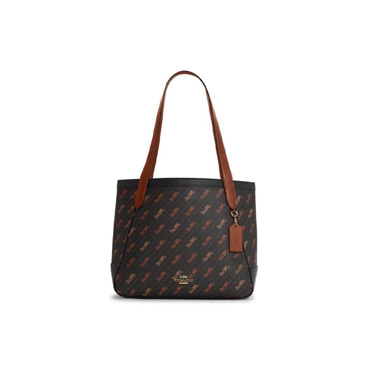 

Coach 30 Monogram Print Coated Canvas And Leather Tote Bag Women tote Brown Black C4061-IMBLK Basic Set (Bag+Dust Bag)