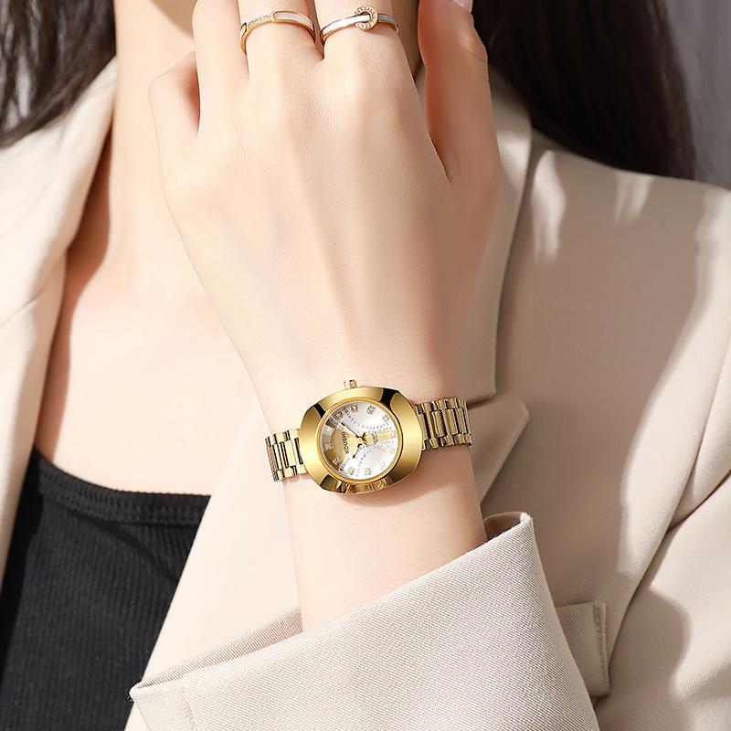 Retro Gold Women's Quartz Watch - High-End Fashion Steel Band Style