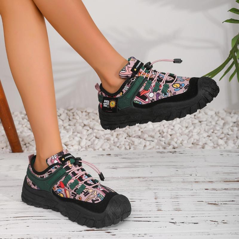 

Fashion 2025 Fashion Ladies Shoes Lace-up Women s Vulcanize Shoes New Outdoor Printing Plus Size Soft Bottom Comfortable Casual Shoes 36 чёрный