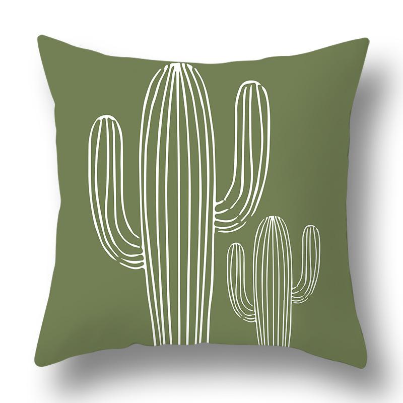Nordic Abstract Green Geometric Pillowcase Flower Print Home Petal Velvet Pillow Cushion Cover