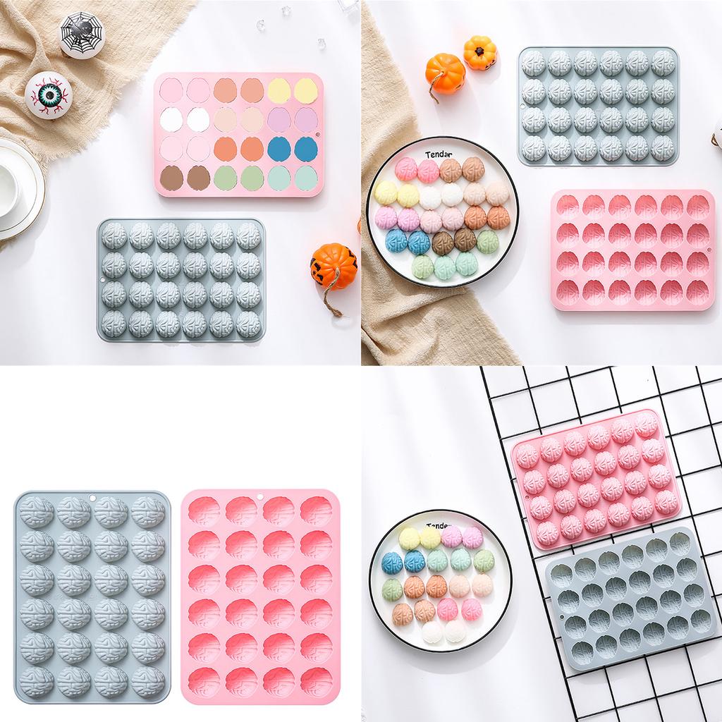 24Cavity Brains Shaped Silicone Molds Fondants Molds Pastries Bakings Decorating Tool Soap Molds Cake DIY Supplies