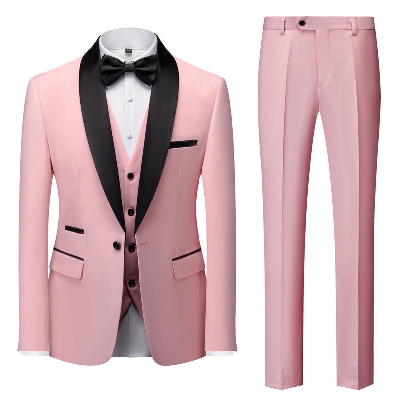 Men's Plus Size Business Casual Suit Three-Piece Set for Weddings and Events