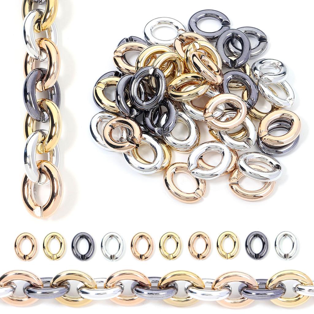 20pcs/bag 28X23mm Plated Acrylic Chain Buckle Link Chain Connector For Jewelry Making Bracelet Necklace Handbag Chain Wholesale