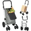 Shopping Trolley, 46 Litre Bag, Foldable Shopping Cart with Cooler Bag, Adjustable Handle, Aluminum Frame, Grey