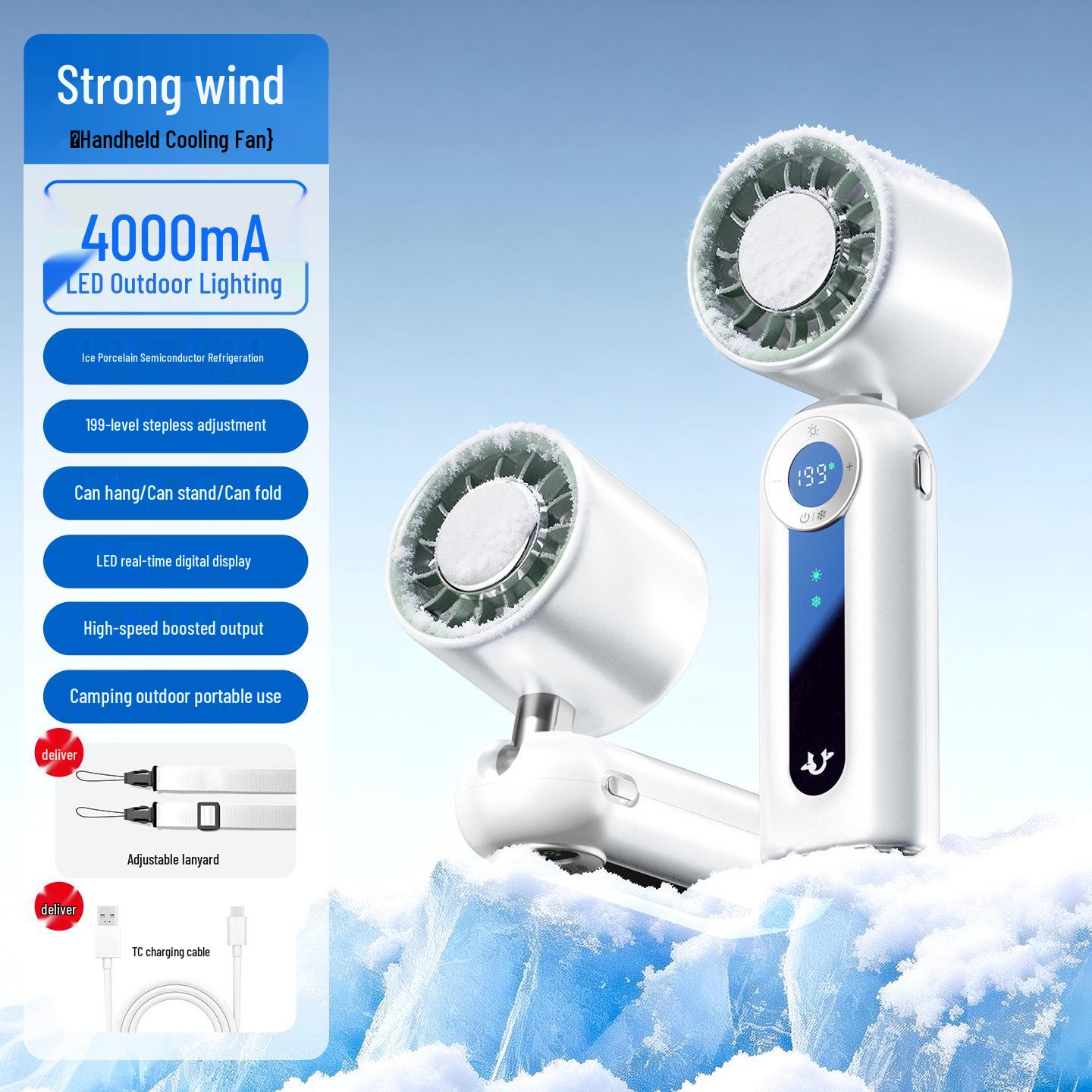 

Foldable Neck-Hanging High-Speed Handheld Fan with Semiconductor Ice Pack 183*60*54.4mm