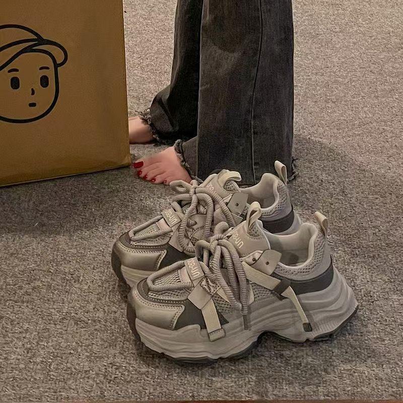 Daddy Shoes Women's Thick-soled Heightening Korean Version of Trendy Women's Shoes, Spring and Autumn Versatile Ins Tide Non-slip Casual Shoes