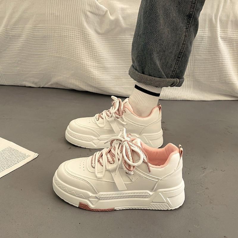 

Популярные платформенные туфли в гонконгском стиле Guochao женские туфли 2025 весна и осень новые нишевые универсальные повседневные туфли спортивные белые туфли 40 розовый