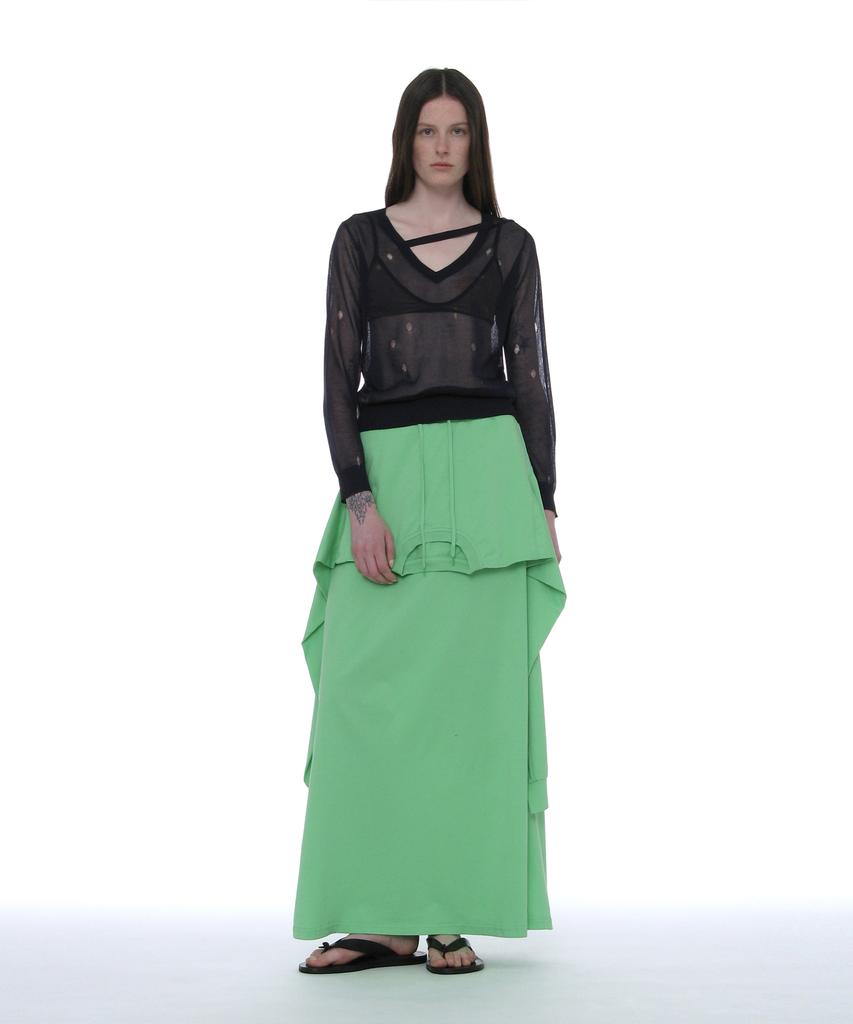 Partimento Woman Deconstructed Tee Maxi Skirt_Neon Green