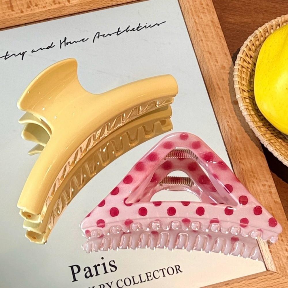 Raspberry Color Hollow Hair Clip Polka Dot Hairpin Fashion Hair Claw Clip Headdress