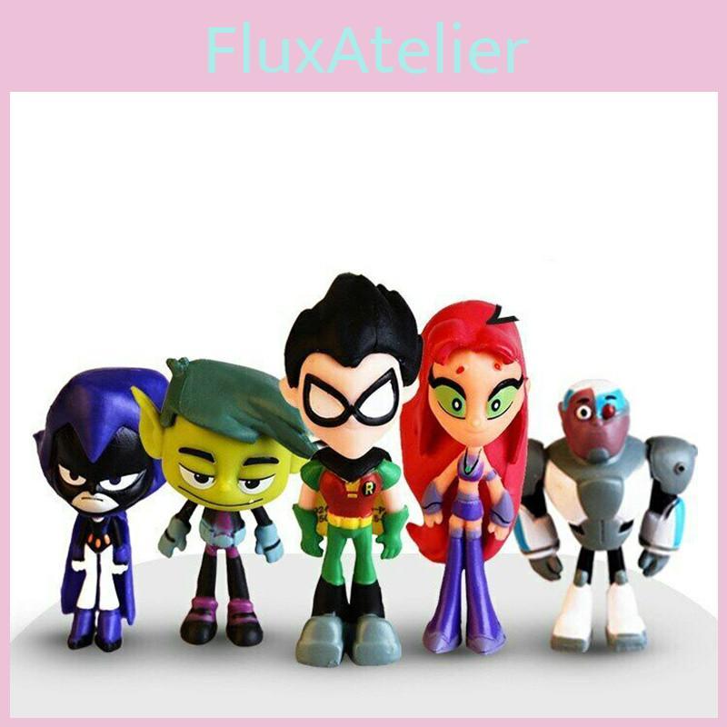Titans Go Teen Figure Robin Raven Beast Boy Starfire Figurine Model Toys Kids