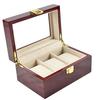 Watch Storage Case for 3 Watches, Watch Collection Case, Watch Display Box, Shockproof Glass Lid, Stylish Wooden Red Display Box, Christmas Gift