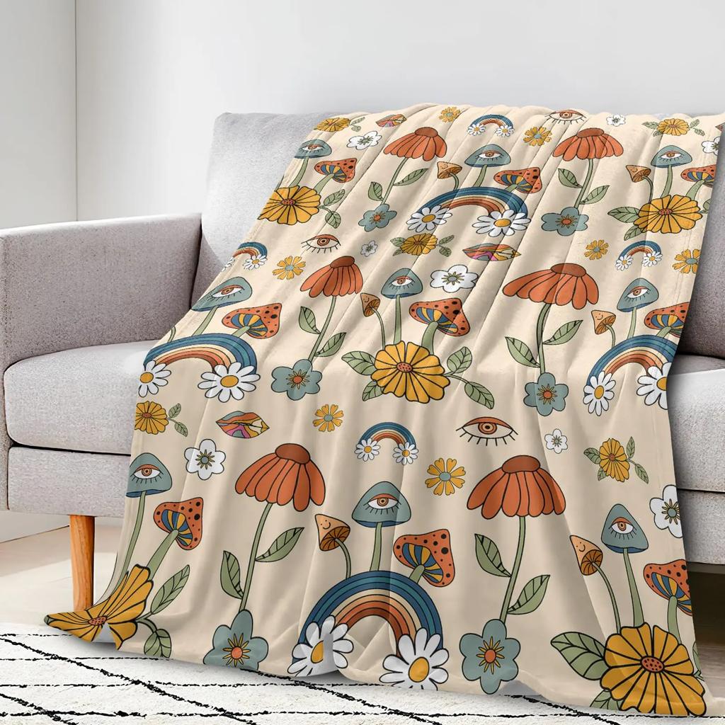 Deka s houbami Mushroomology Flísové přehozy pro všechna roční období Botanická věda Plyšová měkká deka na postel či pohovku Velikost Queen