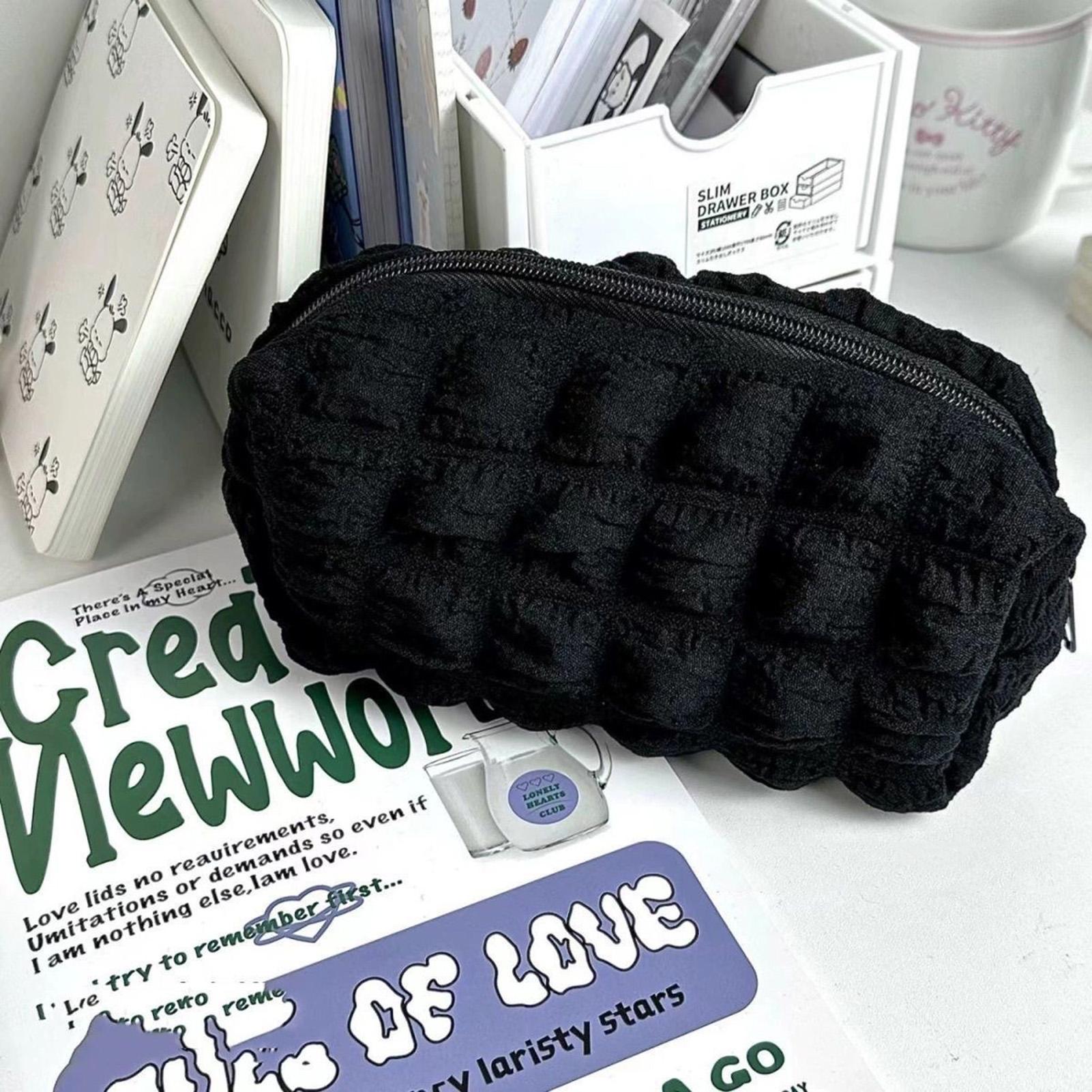 

Cute Cream Puff Pencil Case School Stationery Bag Zipper Pen Bags for Girls Kids Kawaii Pen Holder Organizer чорний