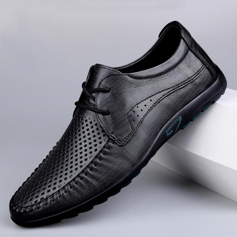 Fashion Genuine Leather Mens Oxford Shoes Casual Shoes Cowhide Business Footwear Soft Comfortable Male Walking Shoes Breathable Sneakers