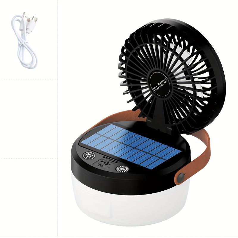 1pc Portable Folding Fan & Flashlight - USB Rechargeable Cooling Fan with Light, Solar for Camping, Outdoor, Picnic, RV, Tent