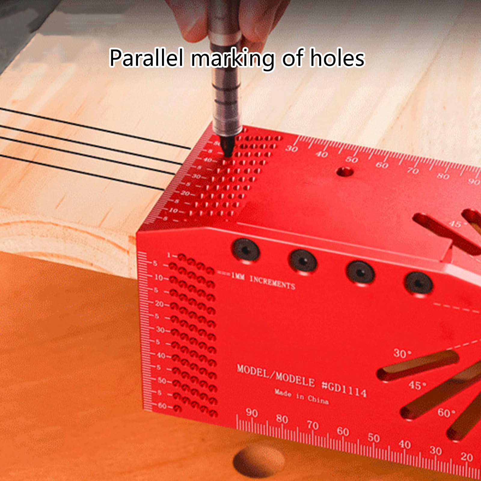 

GD1114 Woodworking Marking Ruler 3D Bevel Gauge 30 45 60 90 120 Degree Aluminum Alloy Angle Ruler Imperial System