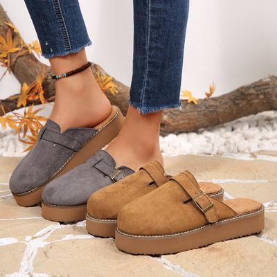 Echt ademende dikke zool verhogende veelzijdige tas hoofd pantoffels 2025 herfst nieuwe schoenen populaire dames half-instappers dames schoenen pantoffels
