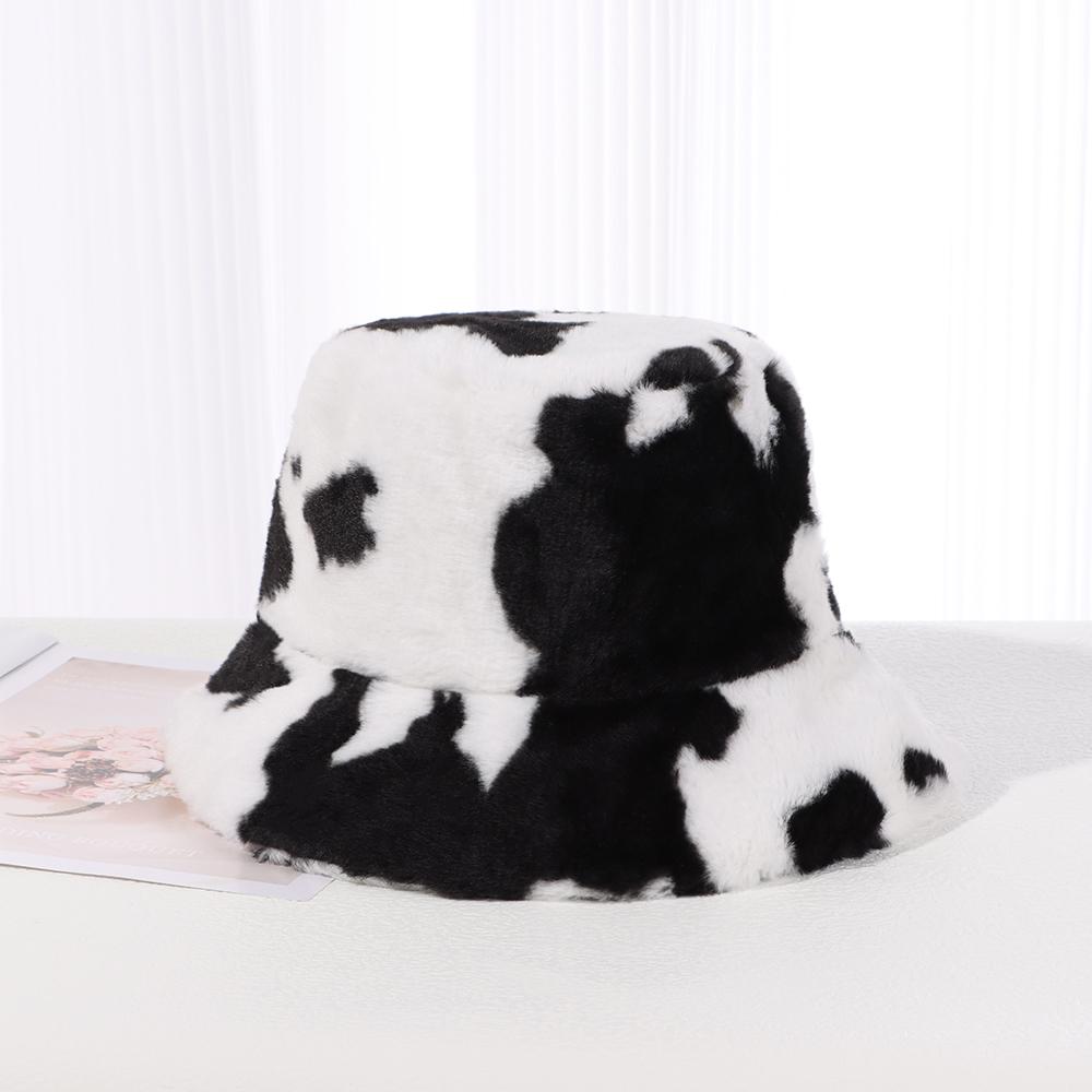 Winter Faux Fur Casual Soft Panama Hat Bucket Hat Fisherman Cap Sun Cap