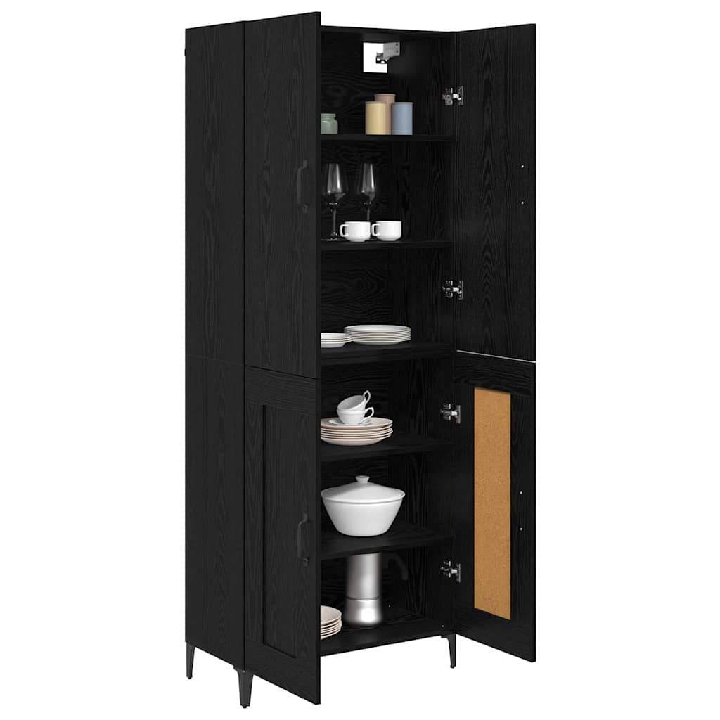Highboard in Black Oak Look 69.5 x 34 x 180 cm Engineered Wood