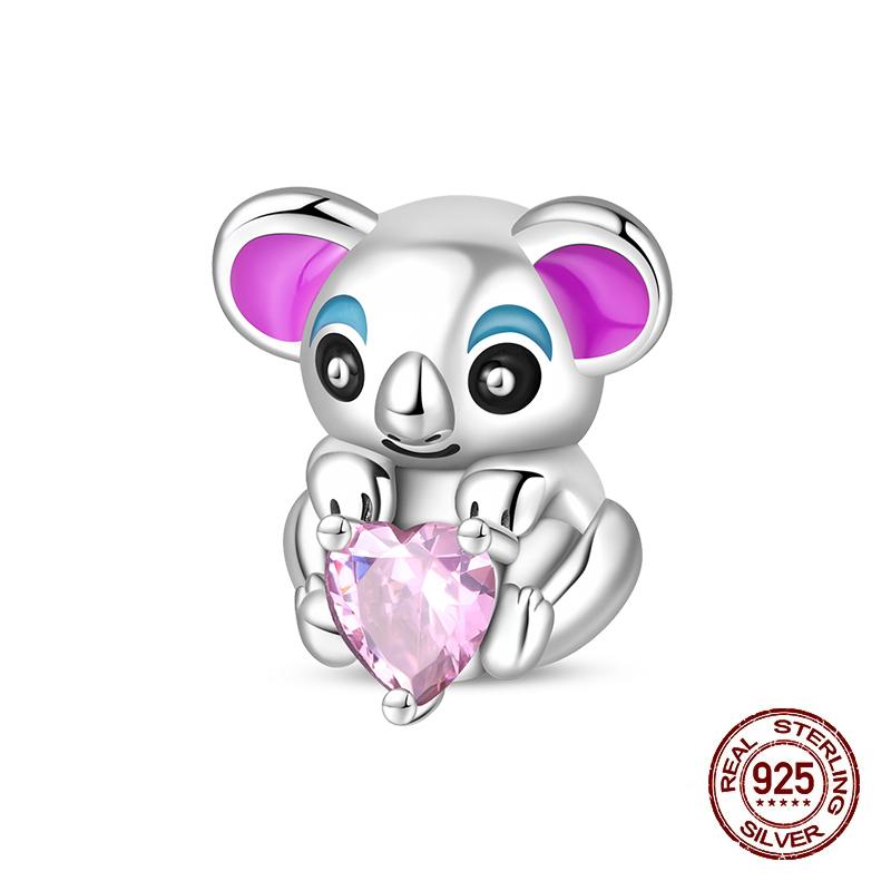 

New Copper Pink Cute Animal Charms Beads Chinese Style Panda Fit 3Mm Original Bracelets Diy Jewelry Birthday Gift