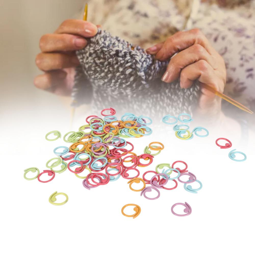 100Pcs Curved Open Stitch Markers Rings Colorful Knitting Marker Rings For DIY Crafts