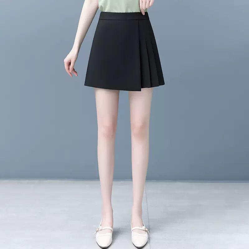 Women s High-Waisted A-Line Wide-Leg Suit Shorts - Summer Slimming Irregular Culottes S