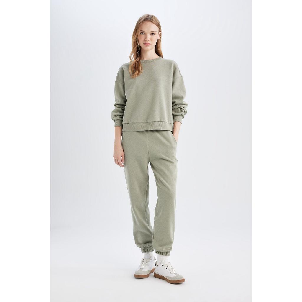 Normální střih Basic Silný fleece Uvnitř Crew Výstřih Pružný pas Bavlna Tepláková souprava D8022axns