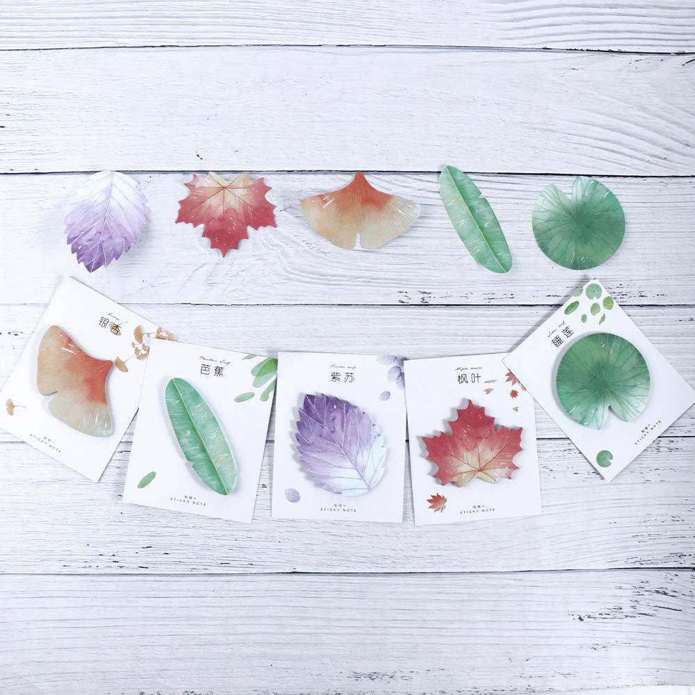 Plant Leaf Self-Adhesive Supplies Notes School Office Memo Pad Sticky Note Bookmark Notebook