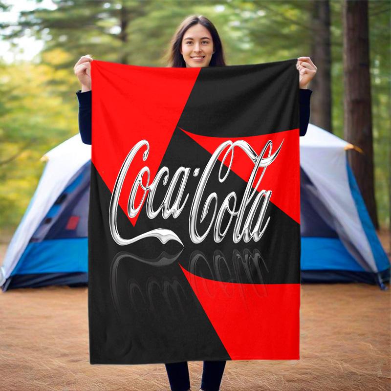 Christmas Gift Halloween Themed Cola Beverage Coca Cola Blanket Soft Home Furnishing Nap Decoration Four Seasons Warm Sherpa Blanket U18