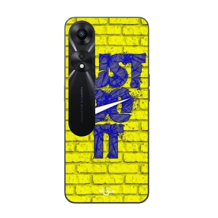 Coque - Maniacase - Oppo A78 5G - Logo 'Just Do It' - Couleur Bleu et Jaune - Souple