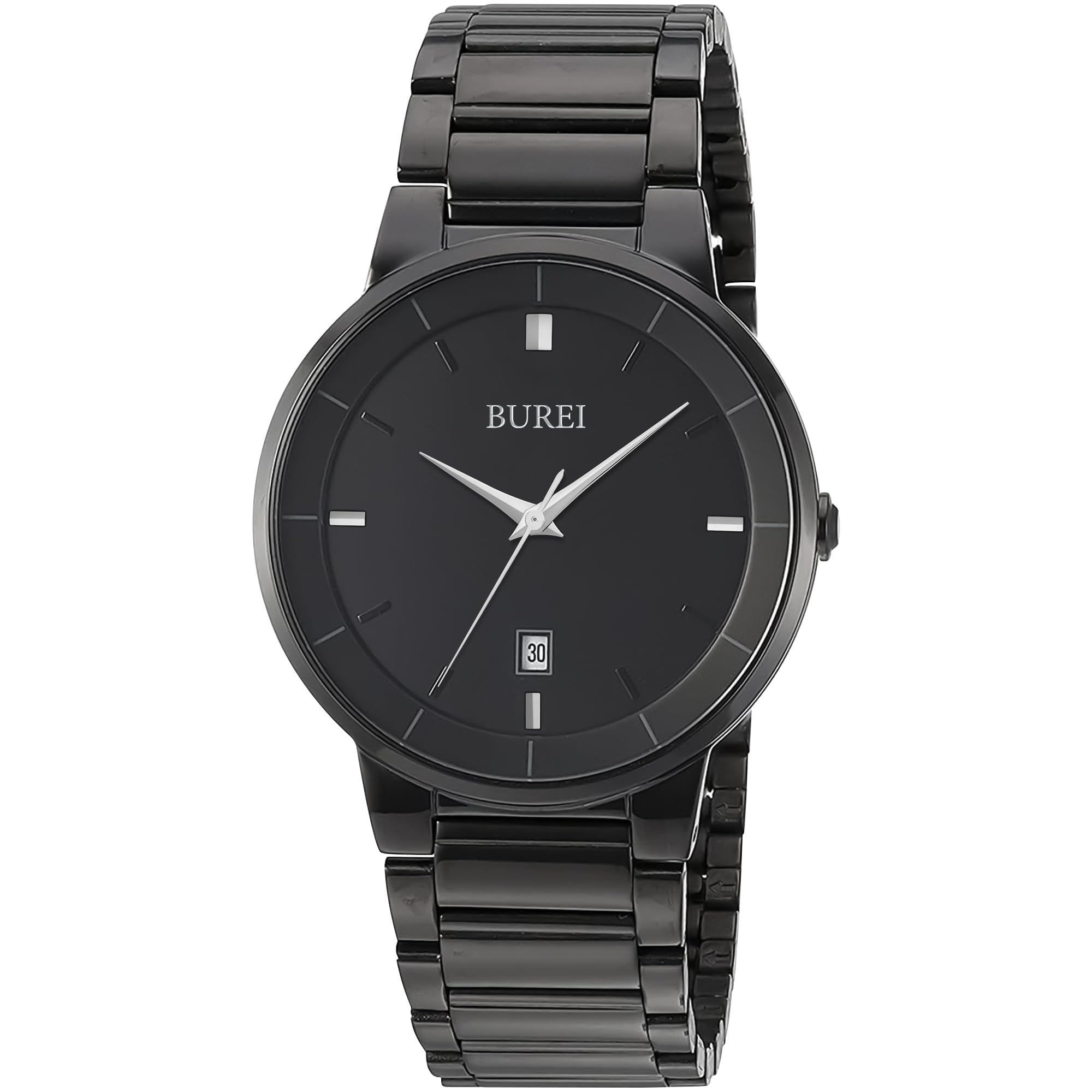 

Analog Quartz Date Stainless Steel Large Gift Stainless [BUREI] Men s Watch, Simple, Stylish, Display, Waterproof, Band, Dial, Black, Popular,