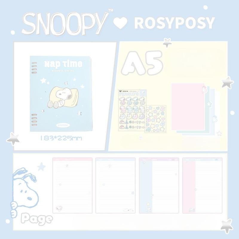 RosyPosy soft set, Snoopy joint loose-leaf book, student A5/B5 horizontal line workbook notebook