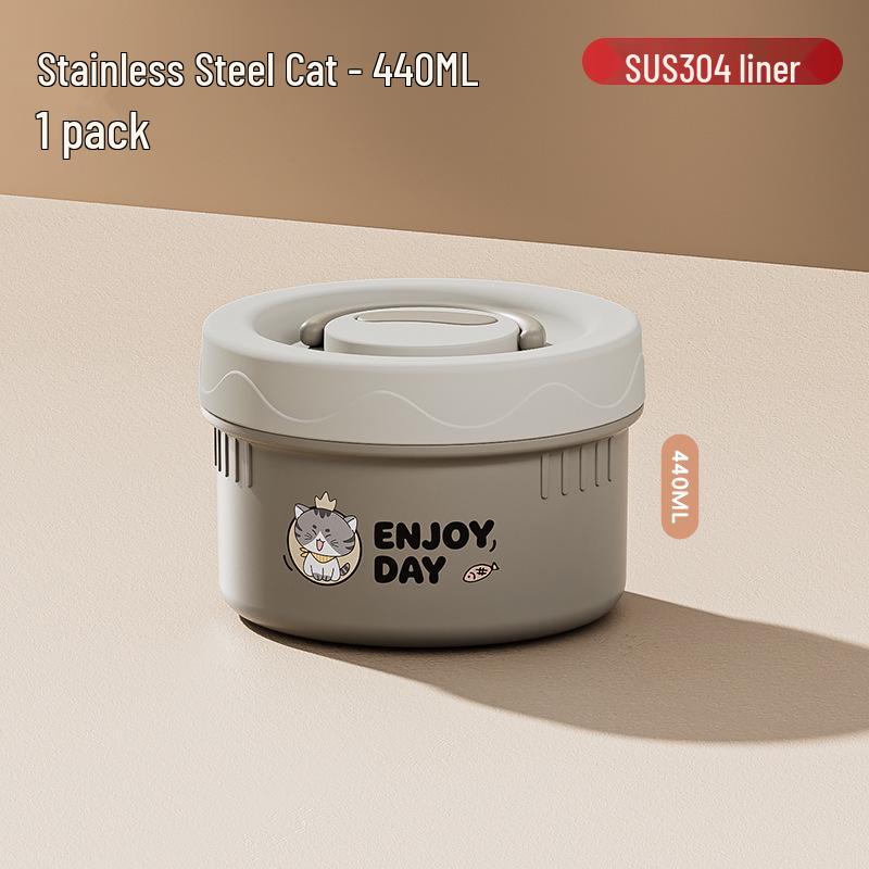 304 Stainless Steel Insulated Japanese-Style Bento Lunch Box - Microwaveable for Office Workers and Students