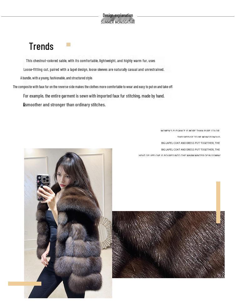 Women's Eco-Friendly Faux Fur Mink Coat, Autumn/Winter 2026 Fashion, New Style with Large Lapel.