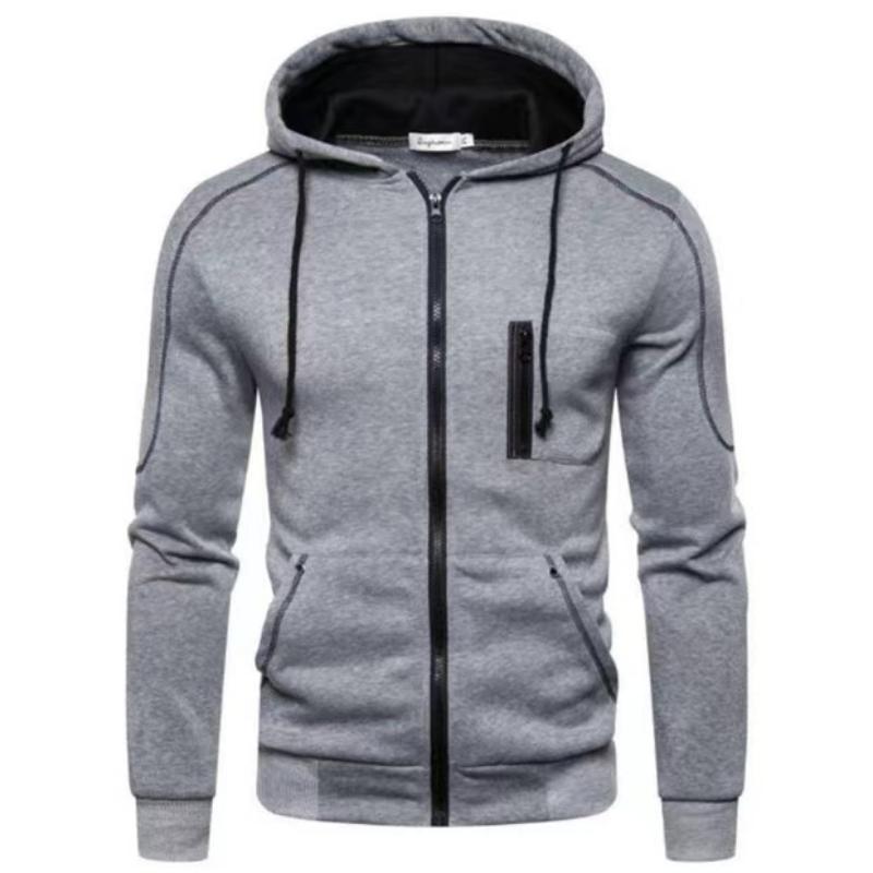 Cardigan Jacket Spring and Autumn New Zipper Hooded Sports Men's Color-blocking Fashionable Casual Long Sleeve Sweater