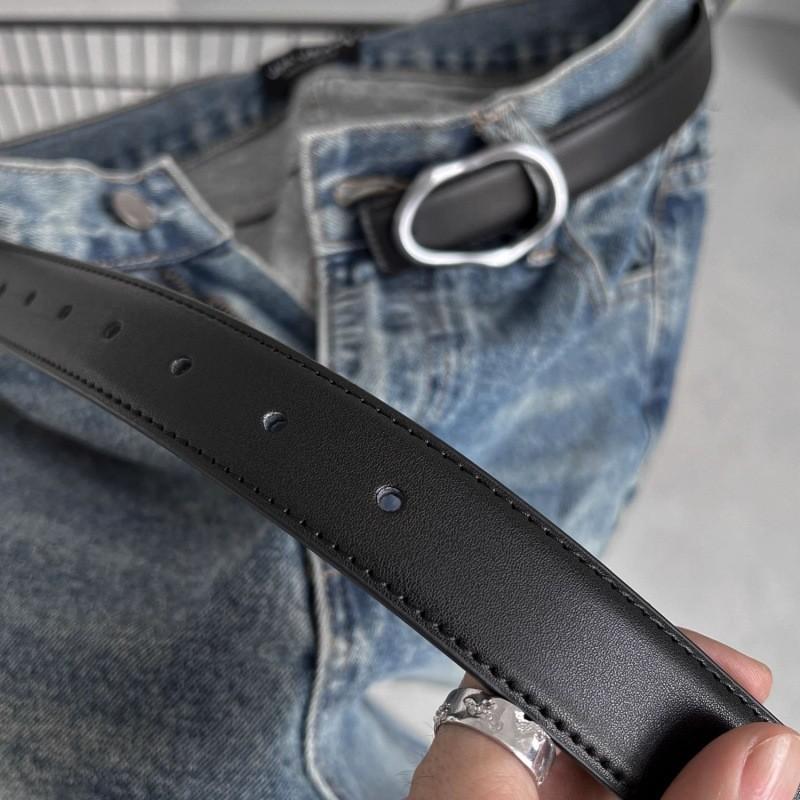 Black Metal Versatile Belt With Designer Irregular Texture And Smooth Buckle For Casual Outfits