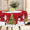 Christmas Tablecloth, Santa Snowman Christmas Tree Print, Waterproof And Oil-Proof Tablecloth, Round Table Square Tablecloth