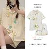 Pajamas Women's Summer Short-sleeved Shorts Cardigan Sweet and Cute Casual Girl Cotton Korean Version Women's Loungewear Suit