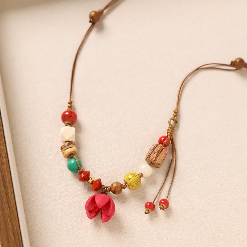 Colier original design plantă fruct ghindă împletită lanț lung literar pentru pulover accesorii pentru femei