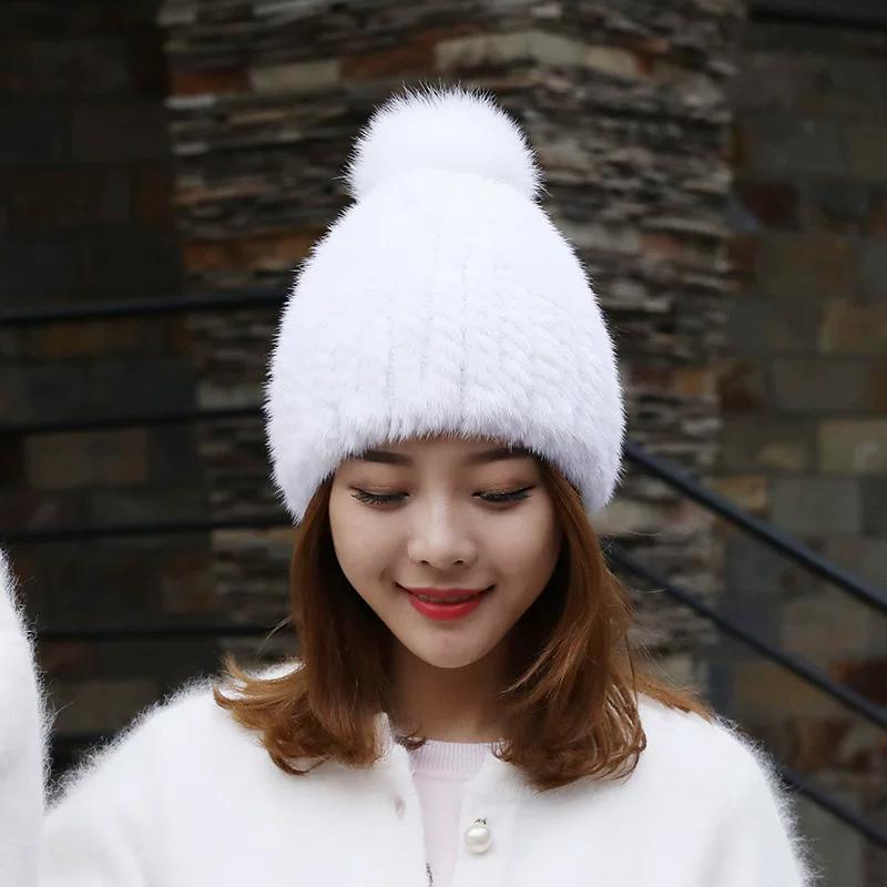Mink Hair Hat Women's Autumn and Winter Foreign Style Fashionable Versatile Ear Protection Warm Hat Winter Real Hair Women's Fur Mink Hat