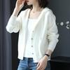 Women's Knitted Cardigan for Spring and Autumn Casual Loose Solid Color Hooded Sweater Jacket