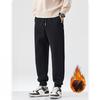 Winter Fleece Thickened Casual Pants Men's Tied Feet Solid Color Long Pants