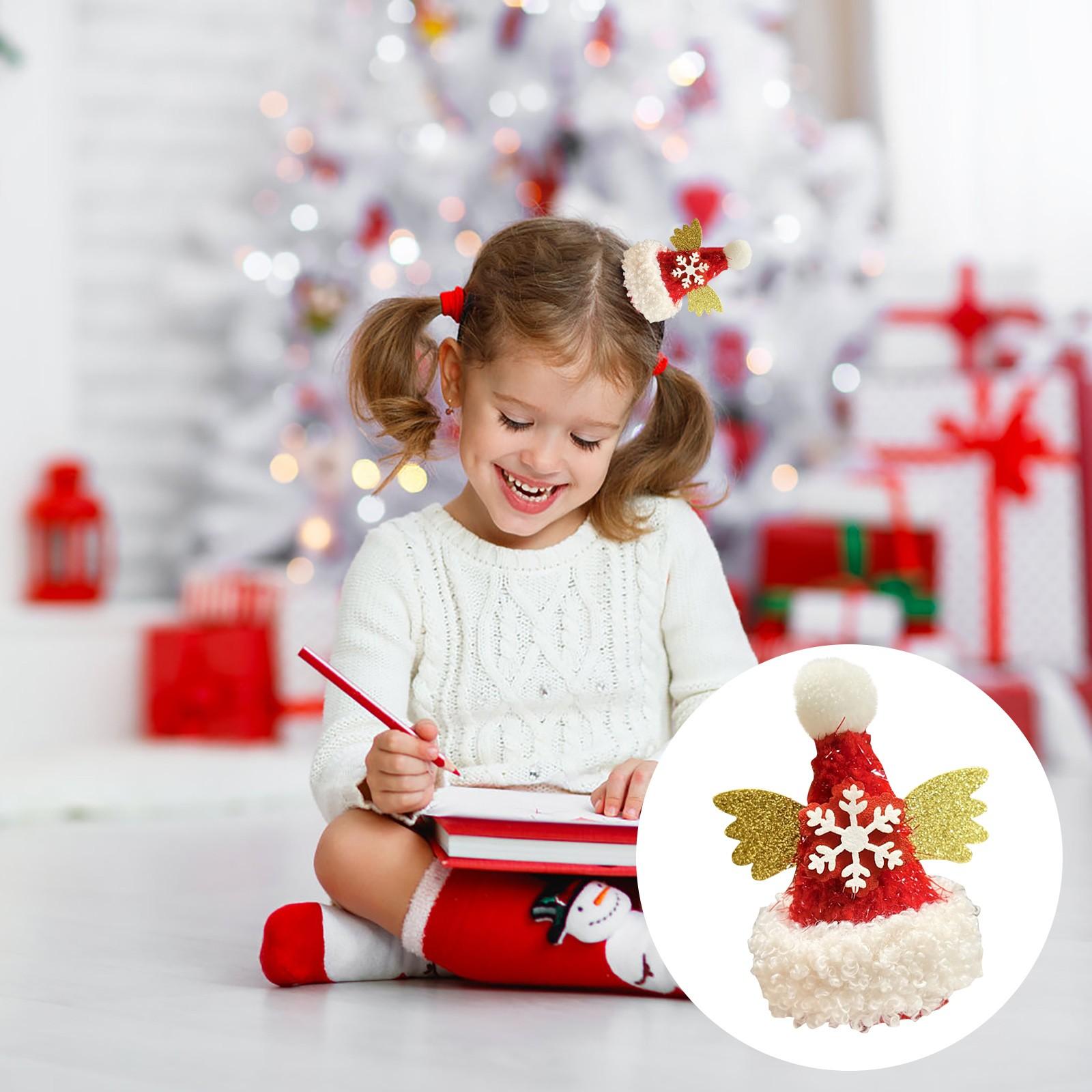 

Рождественская шапка-заколка для волос, плюшевые аксессуары для волос, милые украшения в виде лося, праздничная атмосфера, заколка для волос One Size красный