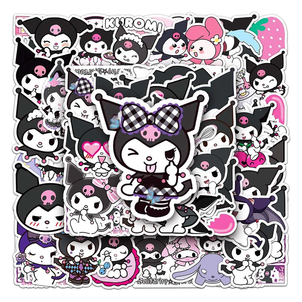 Sanrio Kuromi Graffiti Stickers: 50 Cartoon Designs for Suitcases, Laptops, Cars, and Scooters.