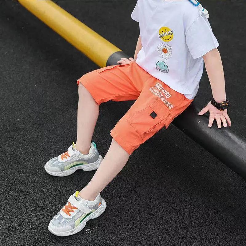 Summer Children Boys Shorts Solid Color Sports Pants Loose Children's Five-point Pants Cotton Casual Shorts
